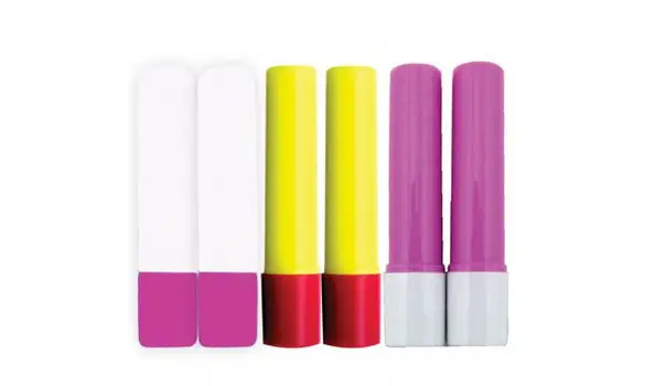 6 Recharges de colle Bleu jaune rose